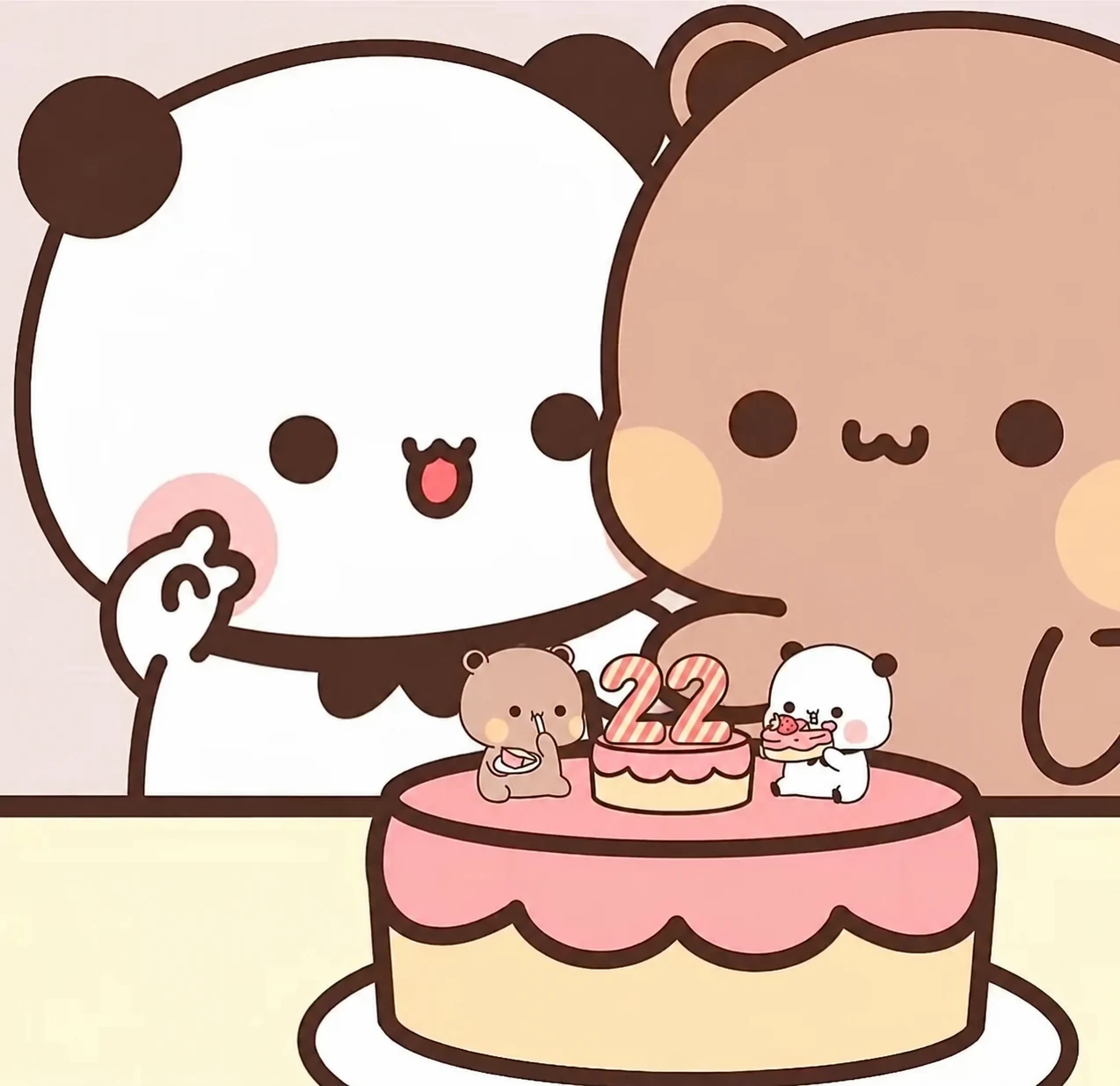 Bubu and Dudu together with a cake for Quyên’s 22nd birthday